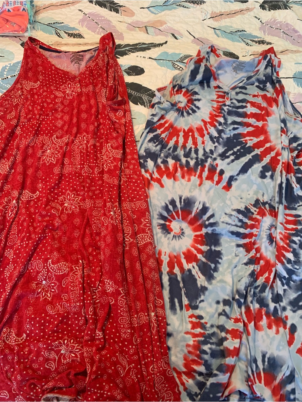 Secret Treasures Red, Navy & Light Blue Sleeveless Maxi Nightgown Set